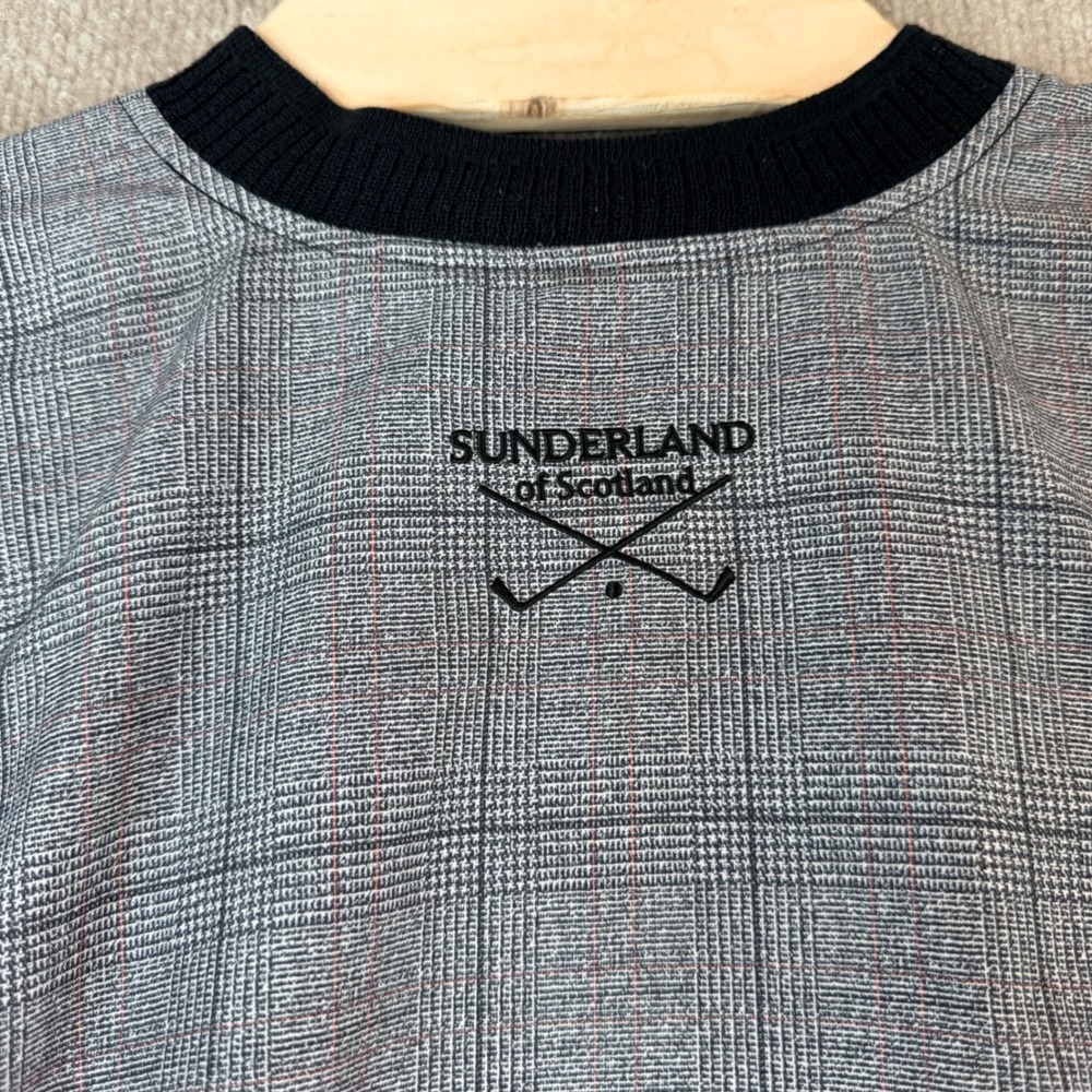 Sunderland of Scotland Mens L Golf Windshirt Grey Glen Plaid Pullover Microfiber - Picture 11 of 12